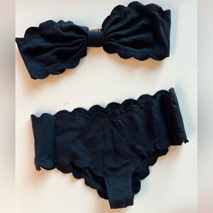 Marysia Swim Black Scalloped Bikini